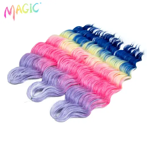 Anna Synthetic Hair 24 Inch Water Wave Braiding Hair Extensions Ombre Blonde Deep Wave Afro Curl Twist Crochet Hair for Women - Image 63