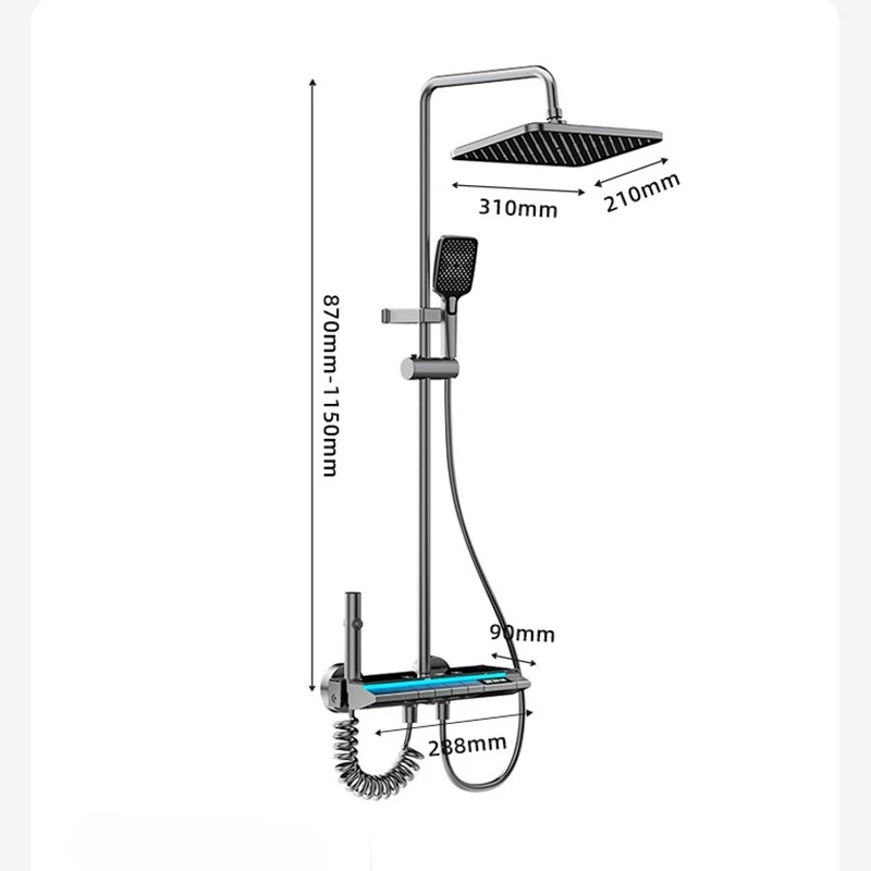ชุดฝักบัวดิจิตอลอัจฉริยะ พร้อมหน้าจอแสดงอุณหภูมิ ระบบฝักบัวแบบเรนชาวเวอร์ ช่องจ่ายน้ำสี่ทาง ชุดก๊อกน้ำฝักบัวสำหรับห้องน้ำ 1
