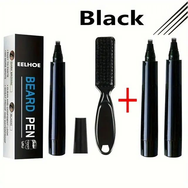 Beard Enhancement Kit - Waterproof Pencil & Shaping Brush for Natural Beard Coloring