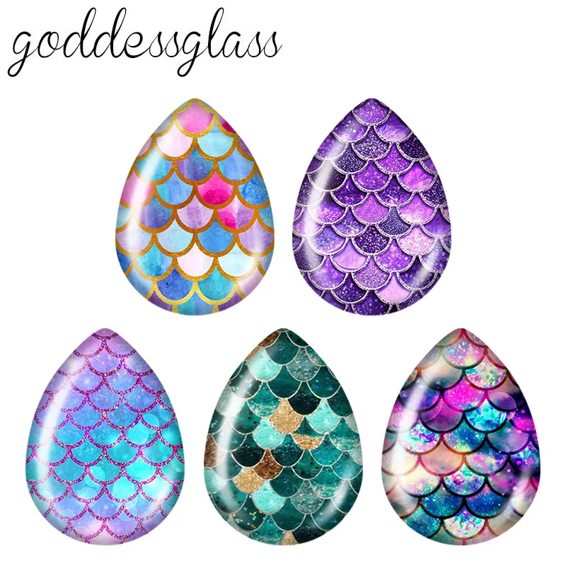5pairsBeautyColorfulfishscalesPatternsTearDropPhotoGlass