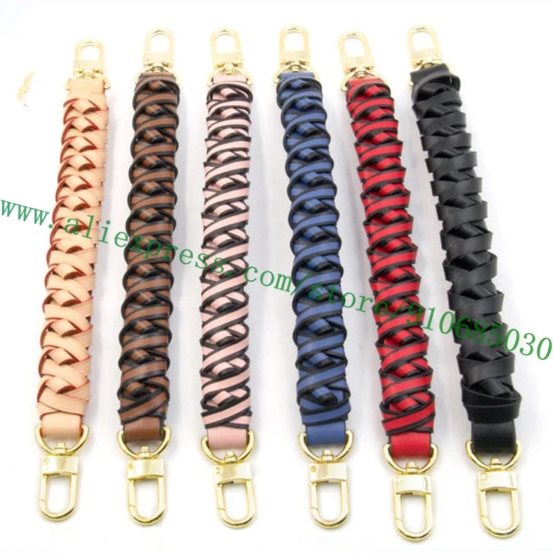 Top Grade Real Calfskin Braided Handle For Designer Women Bucket Handbag Lady Shoulder Bag Holder Strap
