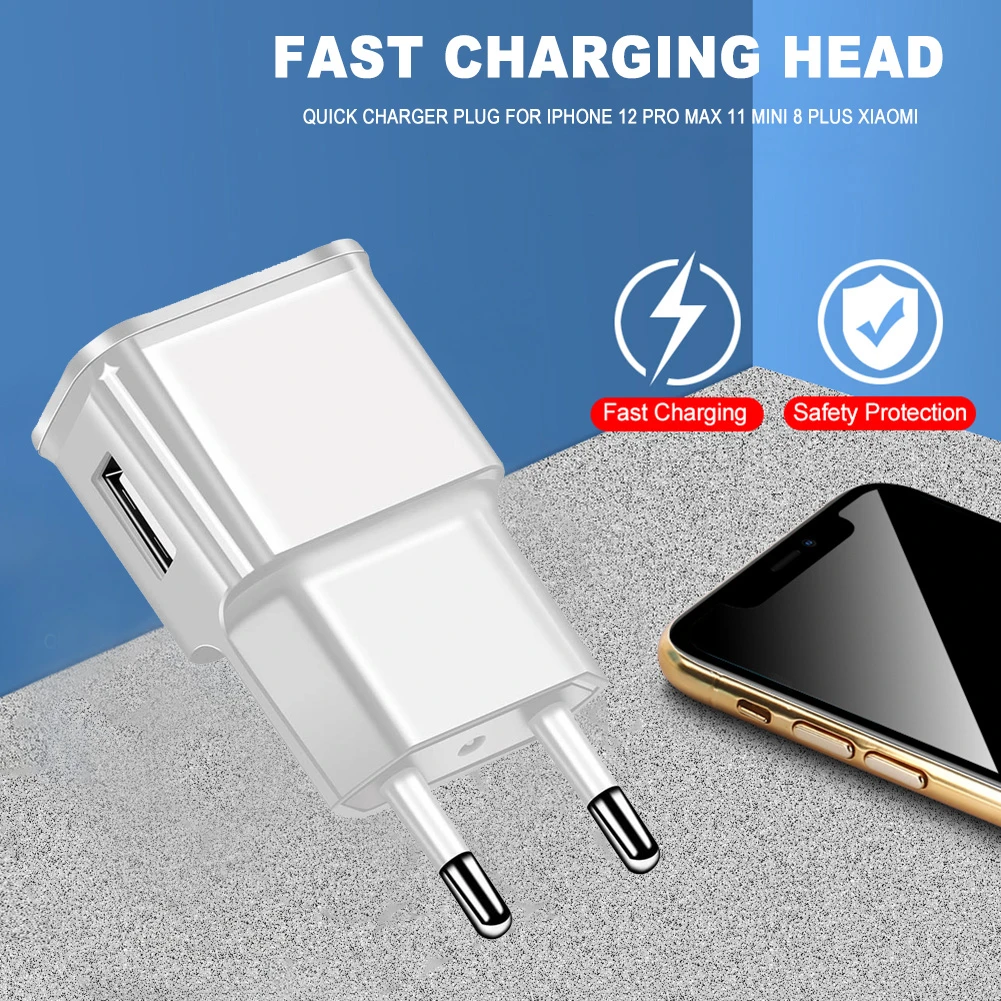 65 watt charger mobile USB Chargers 1A 2A Wall Fast Charging Head Mobile Phone EU Plug Chargers Adapter For Samsung iPhone Mobile phone Charging Power charger 65 watt