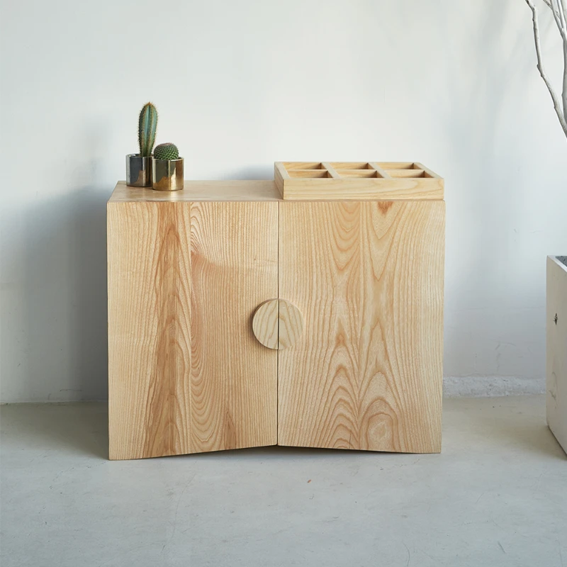 

Simple solid wood tea cabinet, ash, black walnut, new Chinese retro boiling water, bucket under the tea table.