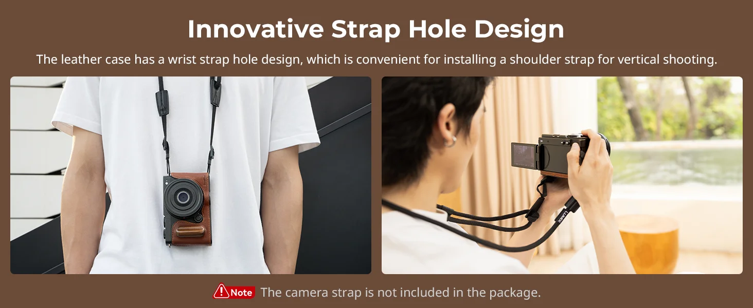 S9 Leather Half Case, Camera Leather Case for Panasonic LUMIX S9 Built-in Wooden