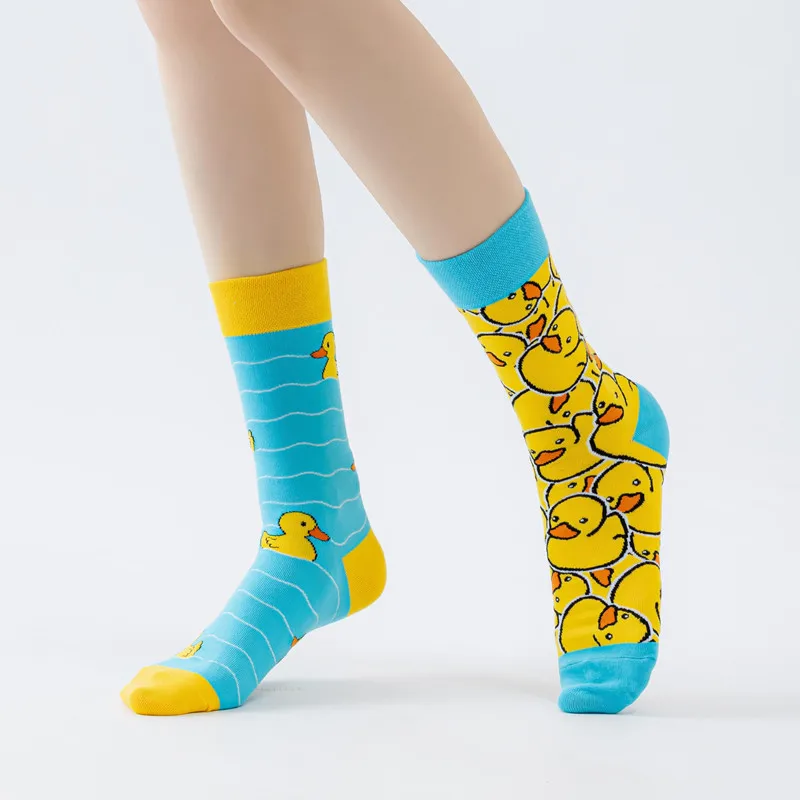 Cotton Socks 1 Pair Man Women Original AB Tide Colorful Cat Dog Koala Cow Four Seasons Unisex for Birthday Gift