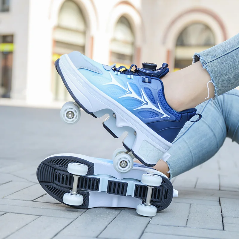 Deformation Parkour Shoes, Kids Adults Unisex Roller Skating Shoes