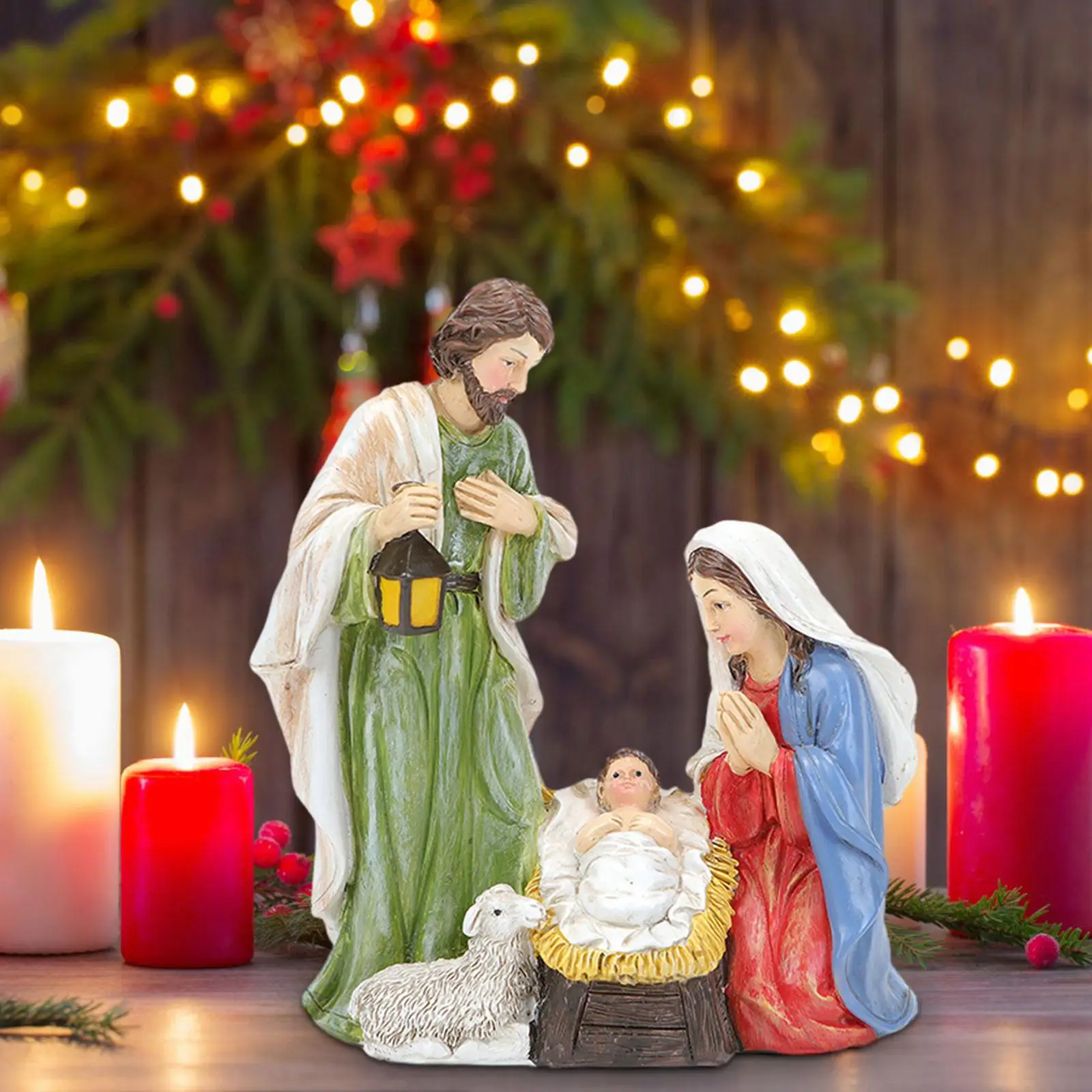 

Christmas Nativity Scene Figurines Religious Gift Easter Display Ornament Table