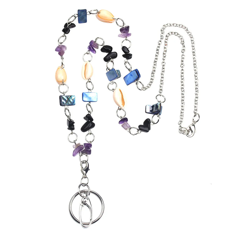Women's Stylish Blue Beaded Lanyard with ID Badge Holder