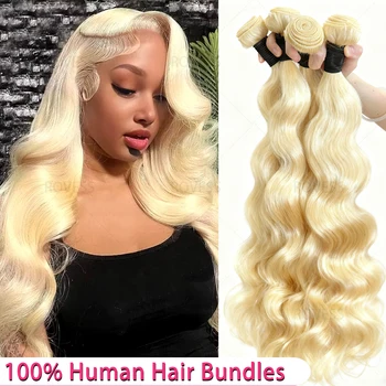 Colored Blonde 613 Human Hair Bundles 30 Inch Honey Blonde Body Wave Bundles 100% Unprocessed Raw Human Hair Extensions Bundles 1