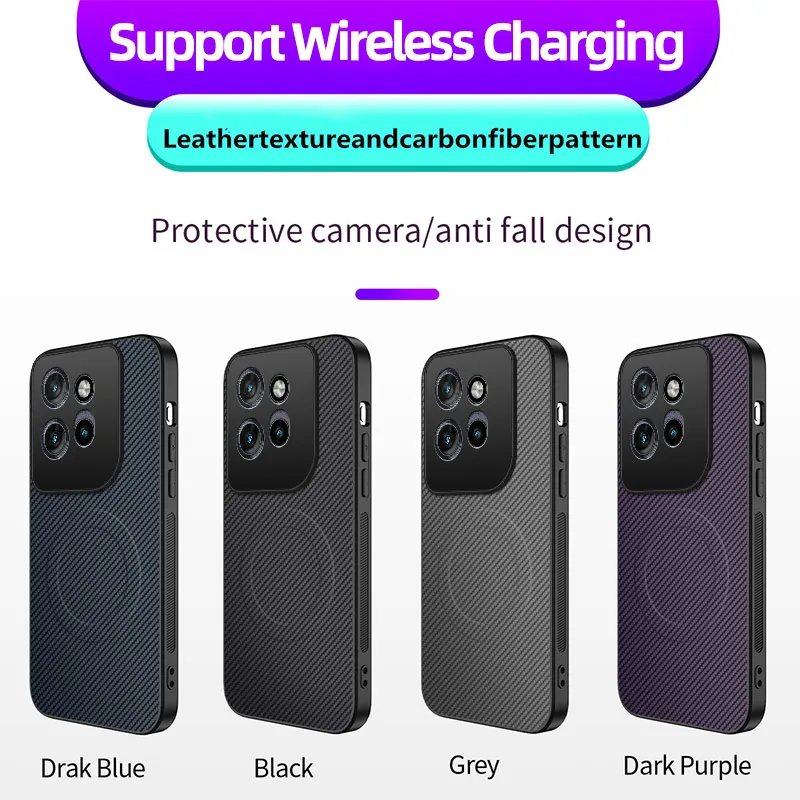 Sleek Carbon Fiber Magnetic Protective Back Case - Soft Silicone