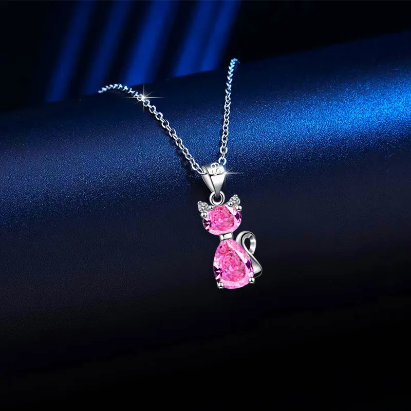 Sparkling Zircon Cat Necklace