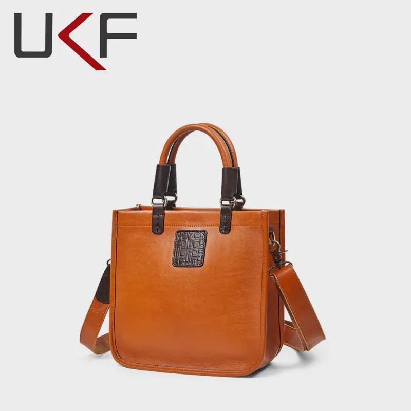 

UKF Leather Luxury Vintage Handbag Women Bags Designer Casual Tote Bag For Women 2023 New High Quality Female Shoulder Bag Bolas