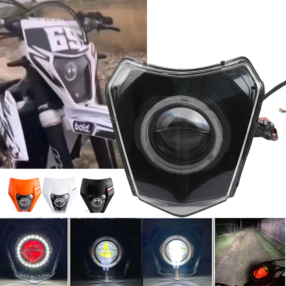 AnXin Dirt Bike LED Headlight,Motorcycle Head Light Kit Universal For EXC SXS SX EXC XC XCF XCW XCFW SXF SMR MX EGS 50 85 125 150 250 300 350 450 500 525 Enduro Supermoto White