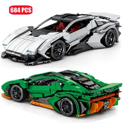 Expert technique en blocs de construction de voitures de sport célèbres, modèle Moc Speed Racing, véhicules en briques, jouets éducatifs pour enfants, cadeaux pour garçons 