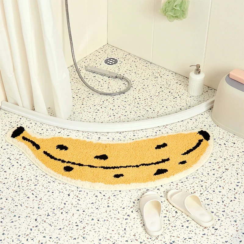 

Banana Special Arc-shaped Fan-shaped Water Absorbing Rug Bathroom Modern Simple Sanitary Anti-skid Floor Foot Mat Small Rugs