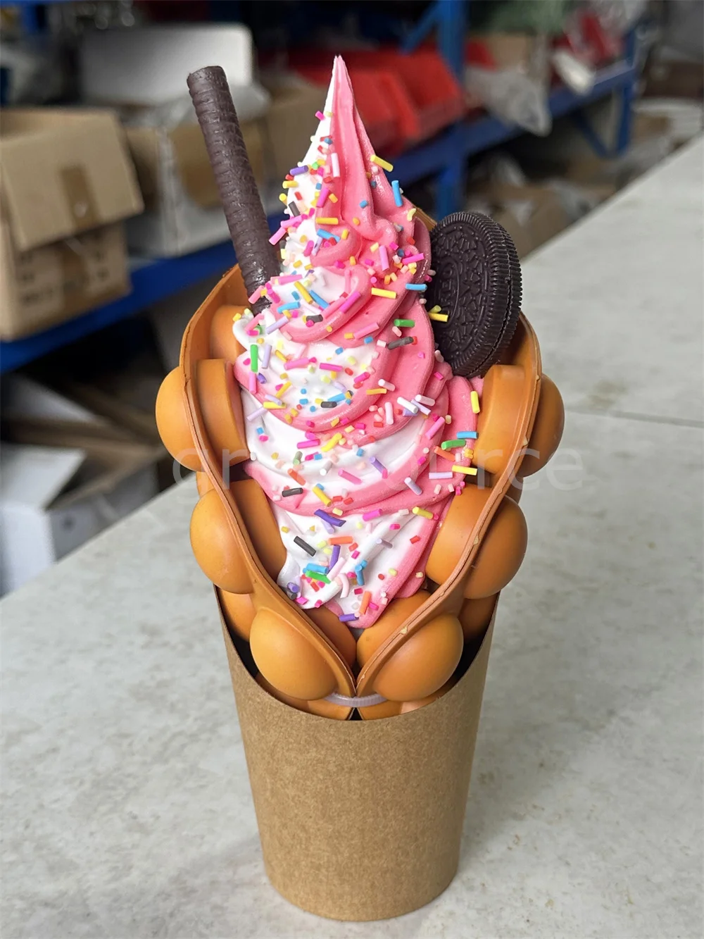 Fruits Bubble Waffle Model Ice Cream Order Display Sample Decoration Artificial Plastic Street Snacks Long Life Whipped Cream food model kitchen food toys