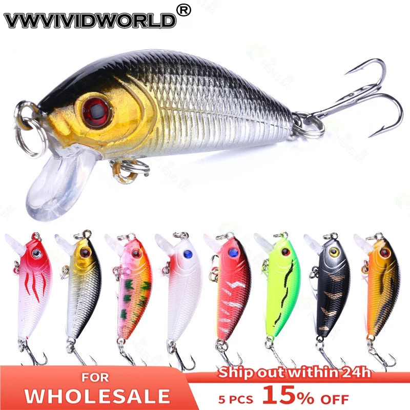  VWVIVIDWORLD VH  Minow Bait Mini 5CM Water Surface Bass Fake Bait Lure Fishing Utensils Wholesale 