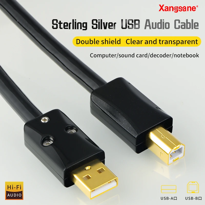 

Xangsane 4n sterling silver hifi usb cable a to b upgrade decoder data usb dac/CD mixer cable transfer wiring strong resolution