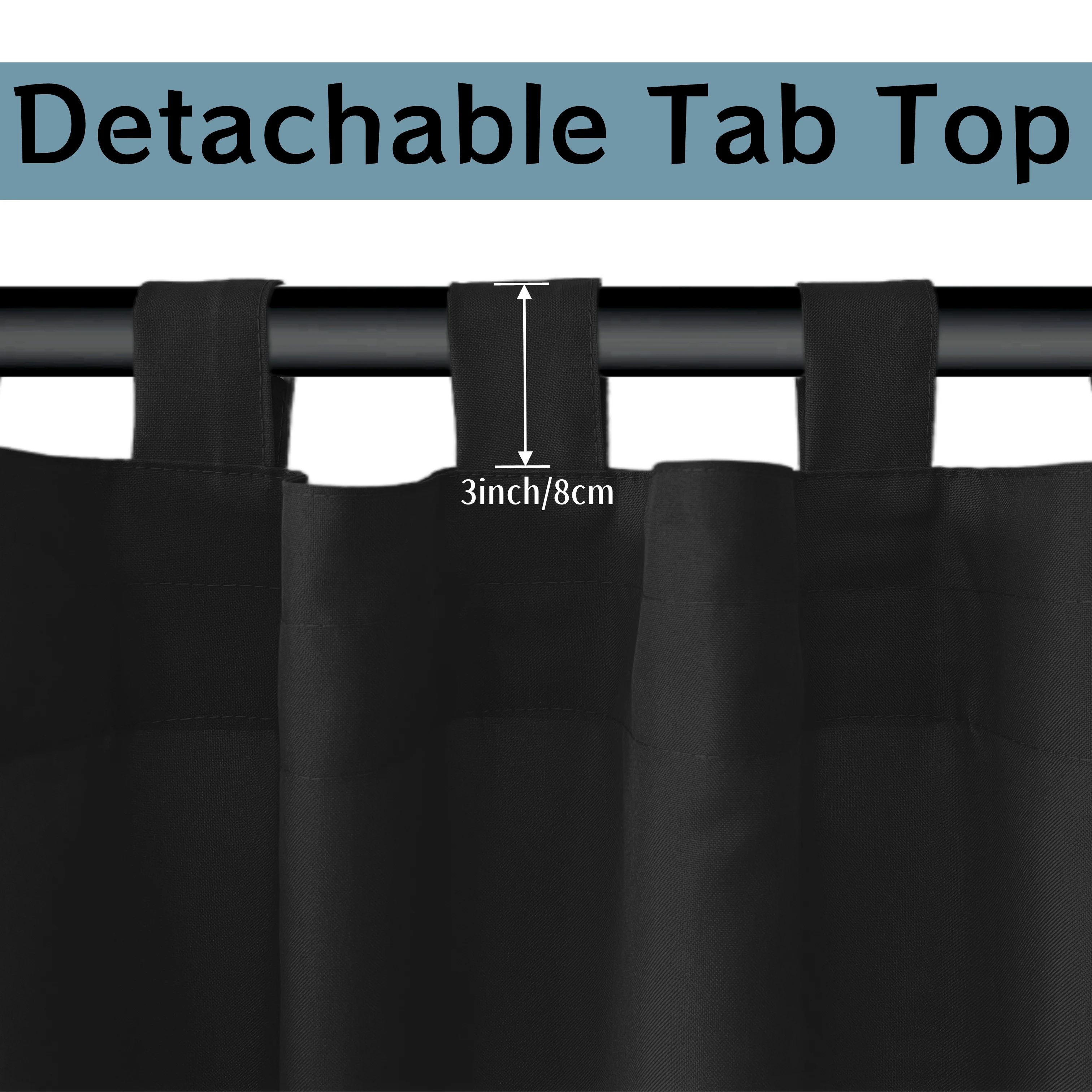 1PC Contemporary Outdoor Curtain-Detachable Tab Top,Water-Resistant, Light-Filtering Polyester, Easy Install Privacy Screen 2