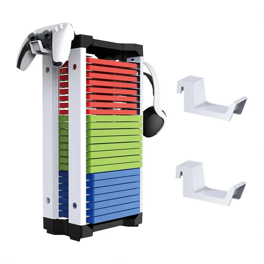 

Game Disc Card Storage Tower Holder Compatible For Ps5 / Switch / Ps4 Game Disc Storage Rack With Headphone Hook