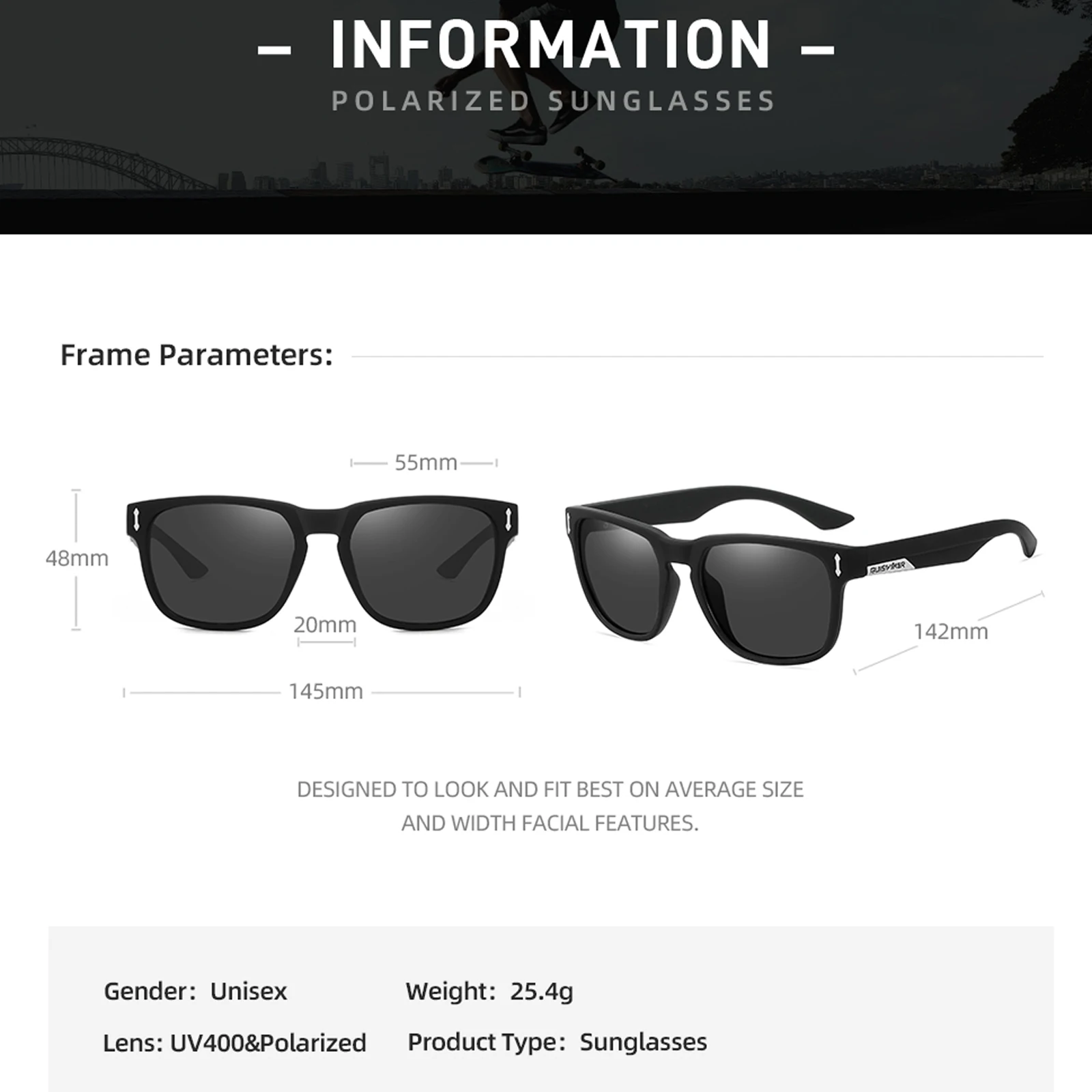 Description Picture 3 of itemQUISVIKER Brand New Polarized Sunglasses Men Women Fishing Glasses Sun Goggles Camping Hiking Driving Eyewear Sport Eyeglasses