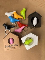Birdhouse Keychain House Nest Wall Hook Holders Hanger Creative Bird Whistle Storage Box Sparrow  Key Chain Ring Rack Organize 2