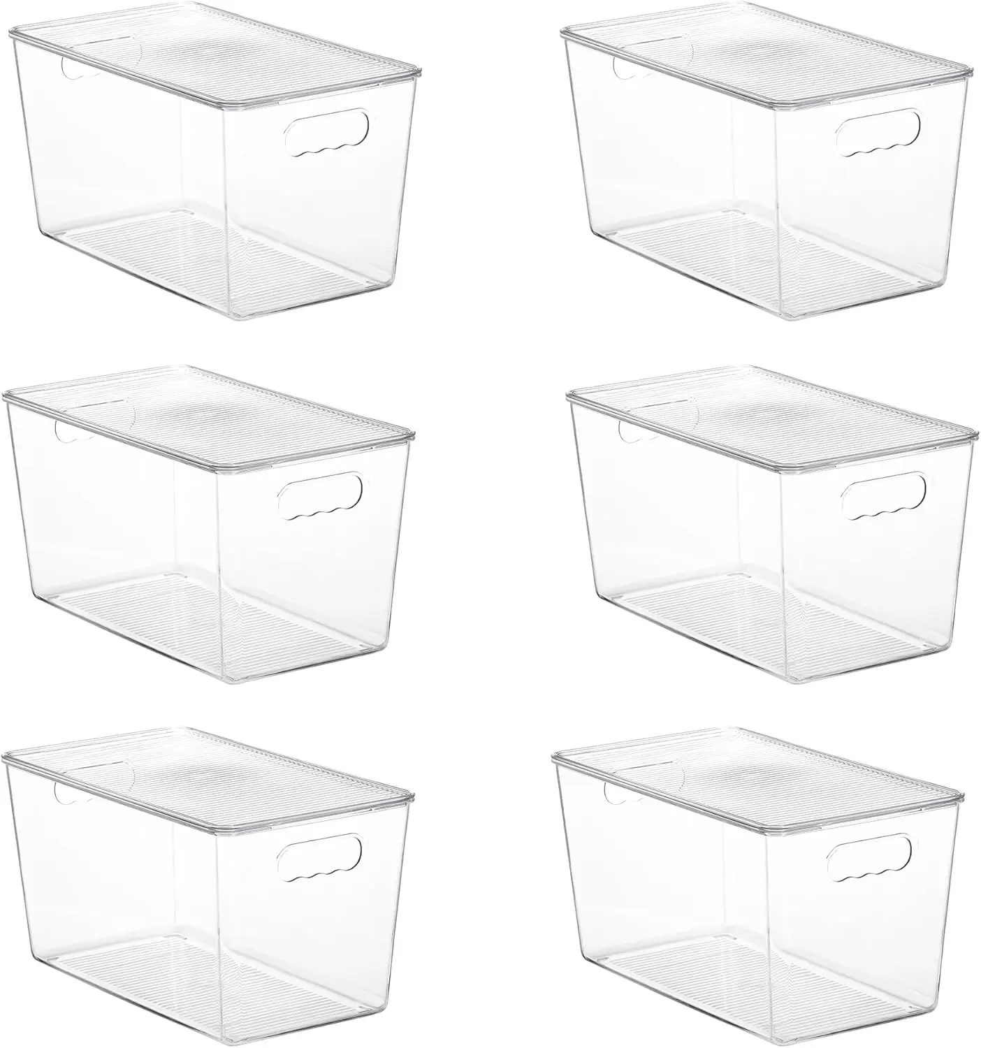 6 Pack Clear Stackable Storage Bins with Lids, Large Plastic Containers ...