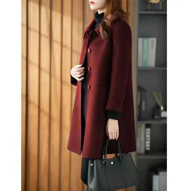 

Outerwear Autumn Winter New Style Fashion Casual Lapel Slimming Age Reducing Double Sided Tweed Woman Coat Coats Jackets Women's