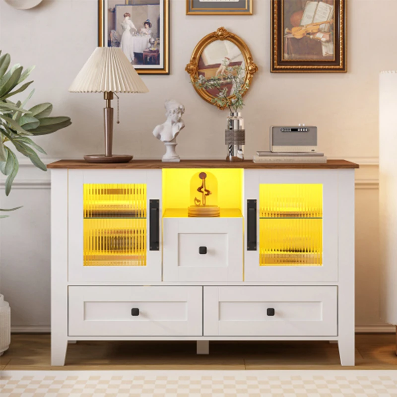 DrawerDresser cabinet,barcabinet,BuffetSideboard,StorageCabinet,Buffet Server Console Tablestorge,changhong glass door,White