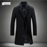 Manteau Long en coton pour hommes, mélange de laine, couleur Pure, décontracté, mode Business, vêtements pour hommes, veste coupe-vent Slim, nouvelle collection printemps automne 2024 2