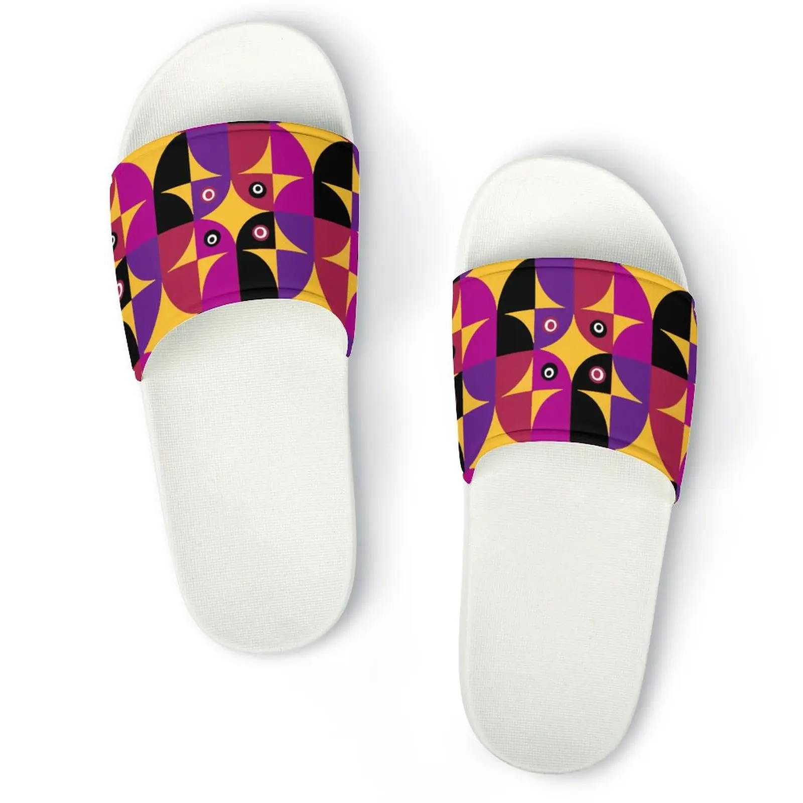Women's thick soled summer beach slides bathroom non-slip slippers Soft sandals Fashion beach flip-flops African art patterns