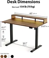 Electric Height Adjustable Standing Desk with Power Outlet and LED Light Strip Sit to Stand  Ergonomic 48 24 Rising Desk with 2