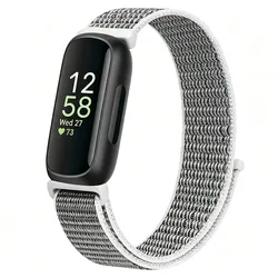 Breathable Elastic Nylon Braided Loop Strap Replacement Band - Fitbit Inspire HR (Seashell)