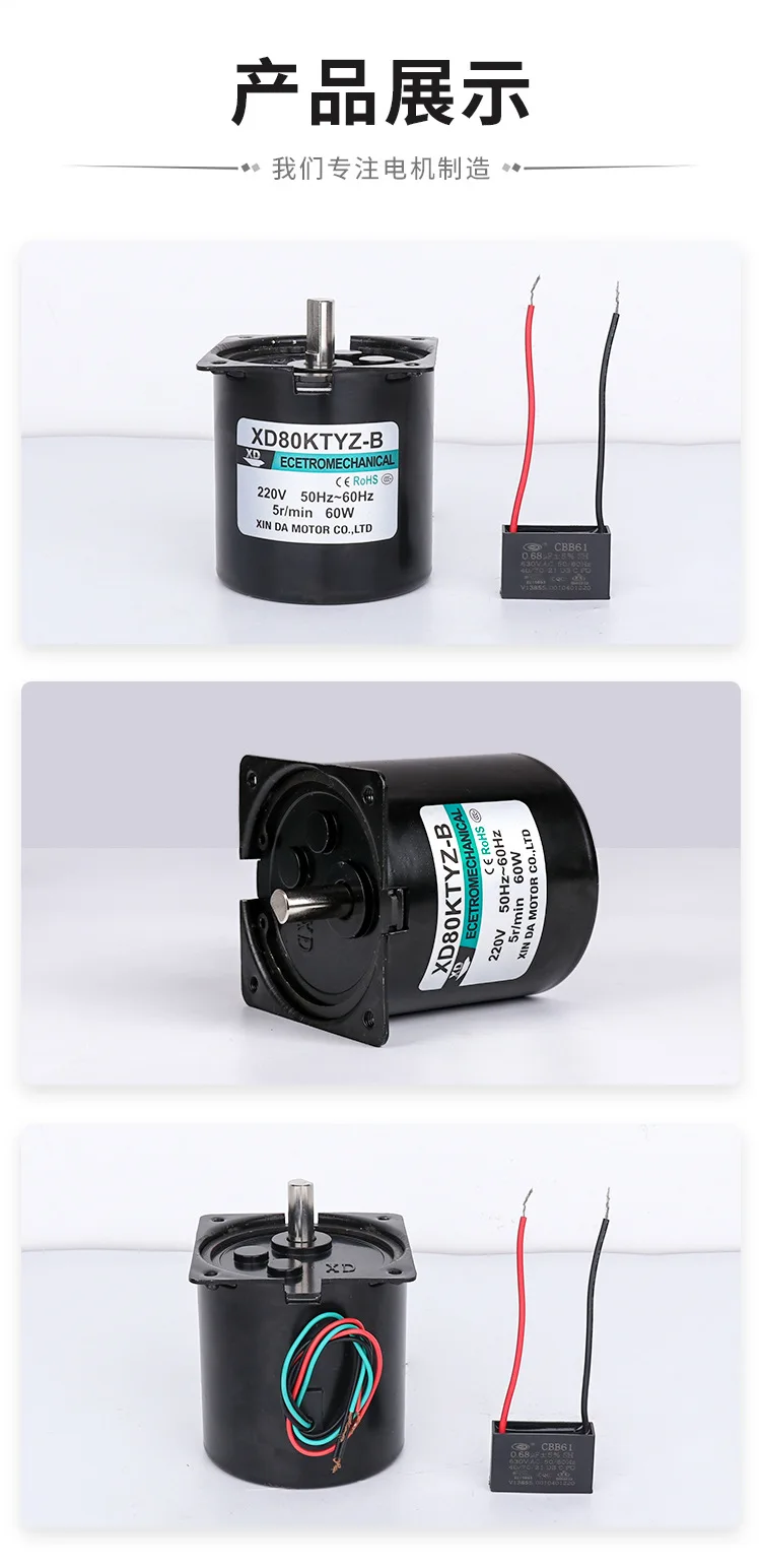 80KTYZ 60W 5-110rpm High Torque 220V AC Synchronous Gear