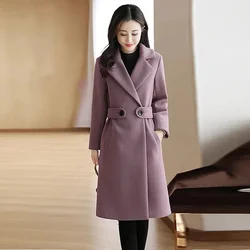 Women Wool Blends Coat New Winter Autumn Fashion Slim Woolen Blend Jacket Long Coat Female Jackets Outerwear
