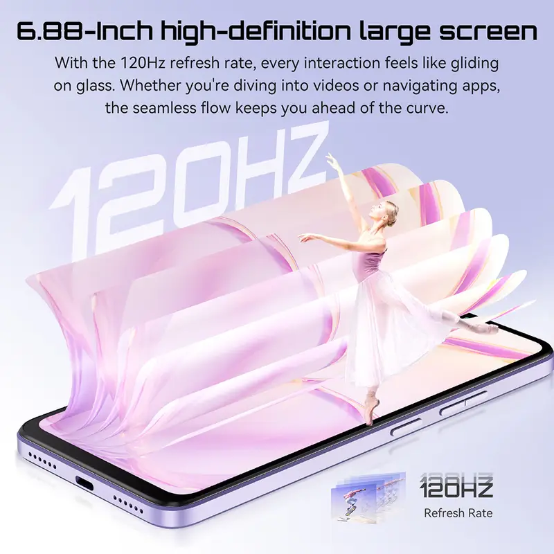 Cubot Smartphone Android 15 A40, 12GB RAM+256GB ROM, 6.88-Inch 120Hz Screen,Octa-core, 48MP Camera, 5100mAh Battery,NFC,Face ID - Image 5