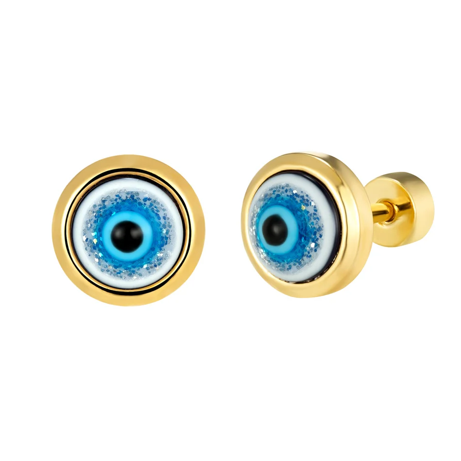 

1 Pair Bling Resin Evil Eye Stud Earrings For Womens Jewelry Fashion Turkish Blue Eye 18G Ear Cartilage Helix Piercing Rings