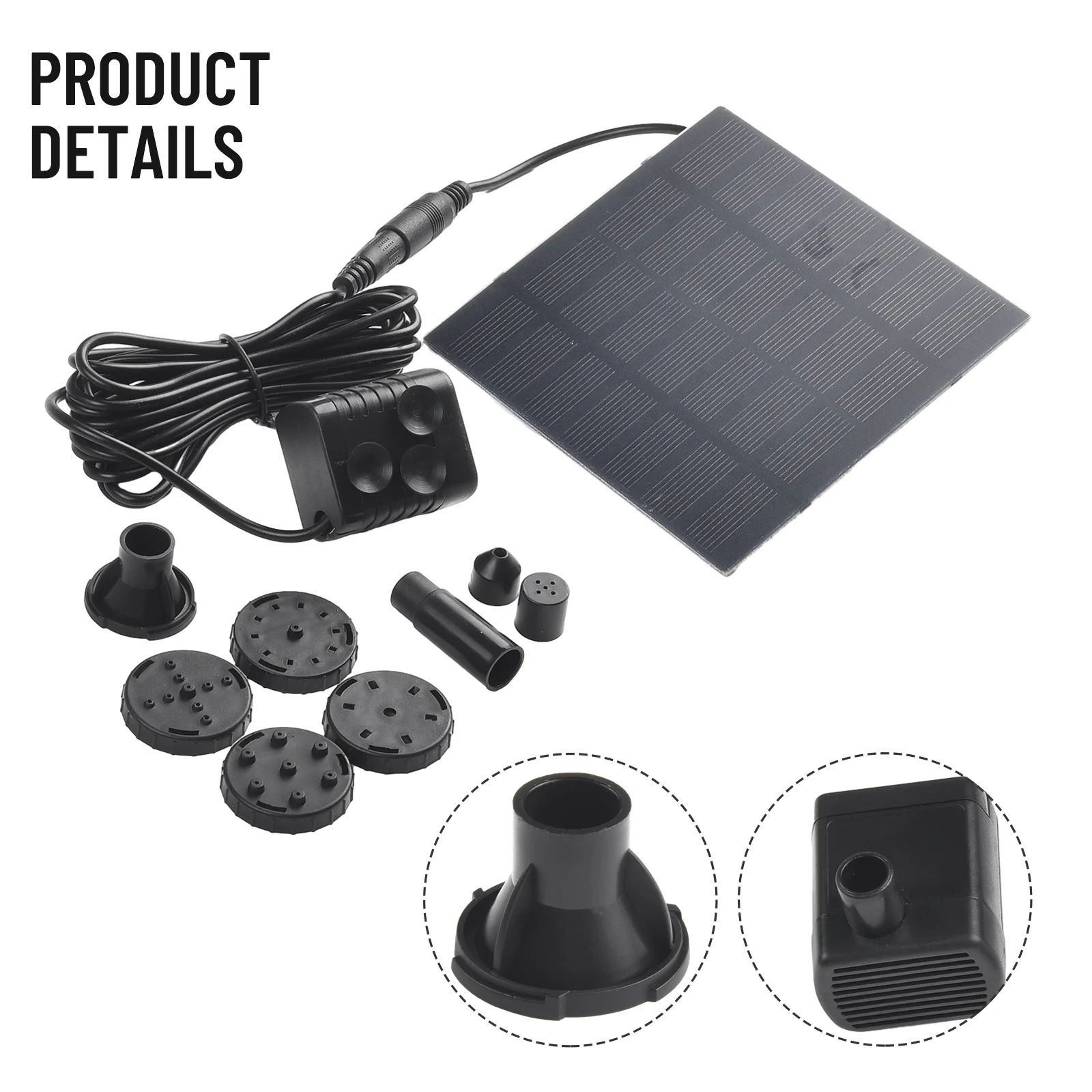

Solar Powered Water Pump 7V Brushless Motor Multiple Spray Nozzles Perfect for Fish Tank and Oxygen Circulation