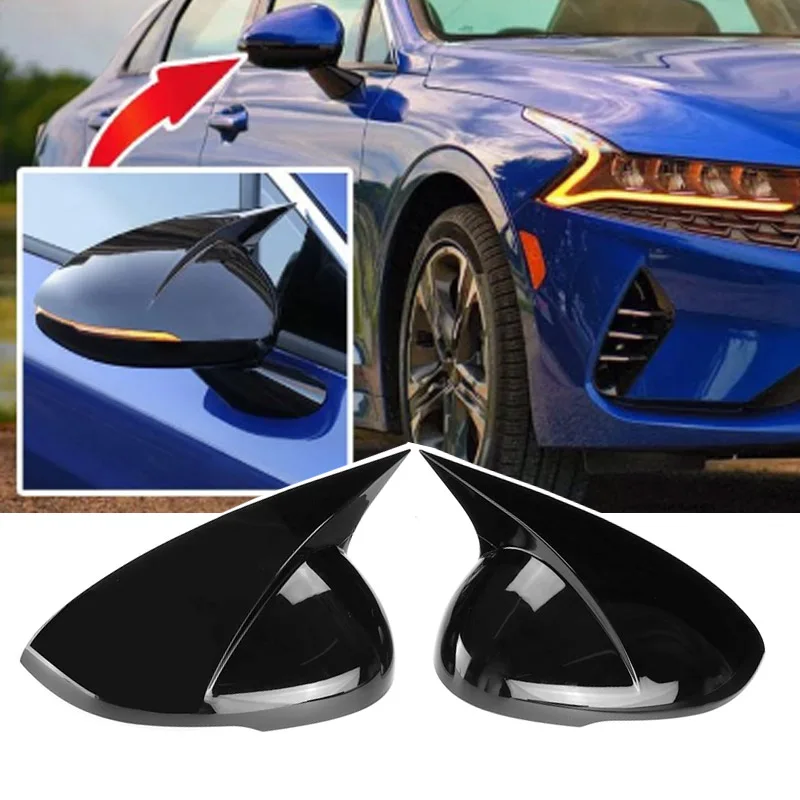 

Pair Car Side Rearview Wing Mirror Cover Cap Fit For KIA K5 Optima 2020 2021 Car-styling ABS Auto Parts