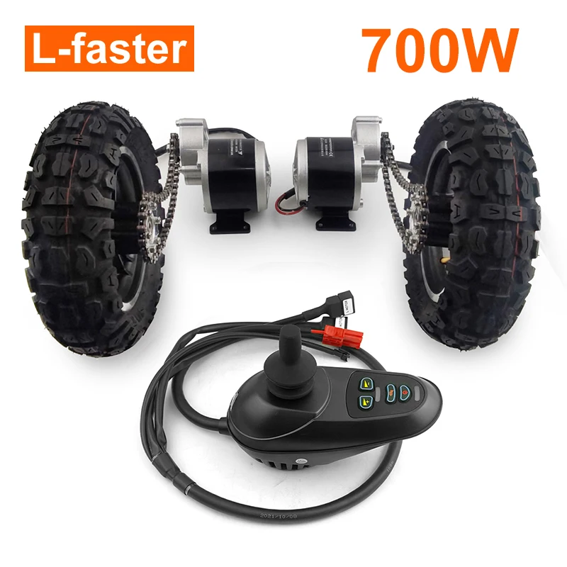 L-faster Kit Motoriduttore Doppio 24V 350W Per Carrello/Sedia A Rotelle – Ruote 10'', Joystick