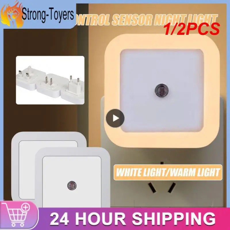 

1/2PCS Square For Children Kids Night Light Led Bedroom Bulb Eu Us Uk Plug Stairway Porch Light Living Room Bedroom Lighting