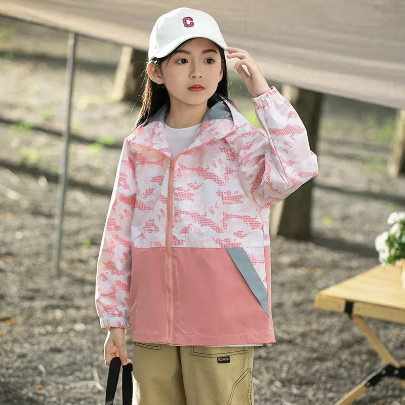 Kids Outdoor Jacket Suit Hooded Hiking Jackets Removable Padded Lining 2pcs Waterproof Windproof Out Sports Camping Outwear Coat
