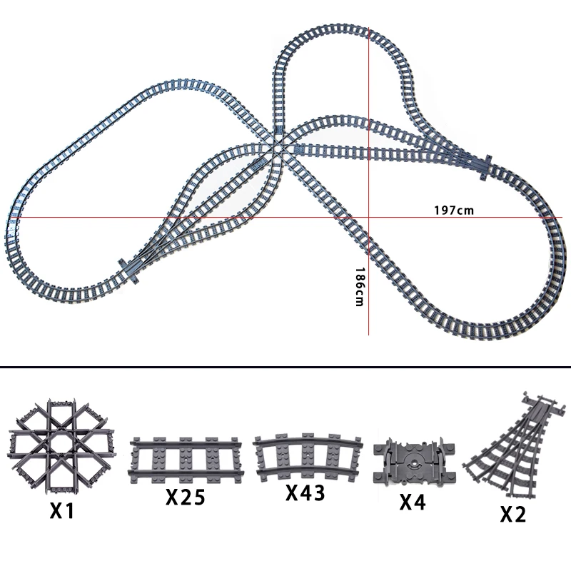 Building Blocks Construction Blocks City Trains Flexible Switch Railway Tracks Rails Crossing Forked Straight Curved Building Block Bricks Toys Compatible with 7996