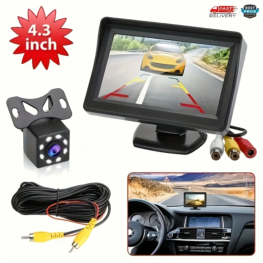 4.3인치 HD LCD 후방 카메라 시스템(야간 시야 기능, 간편 설치) - 세단, SUV, RV, 픽업트럭에 적합