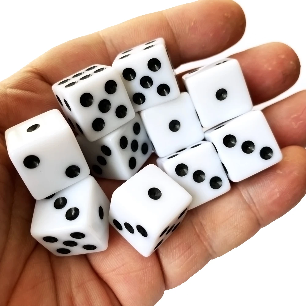 Black Acrylic Dice 16mm White Dot Square Corners 10pcs pack Game Dice game dice dice set acrylic dice