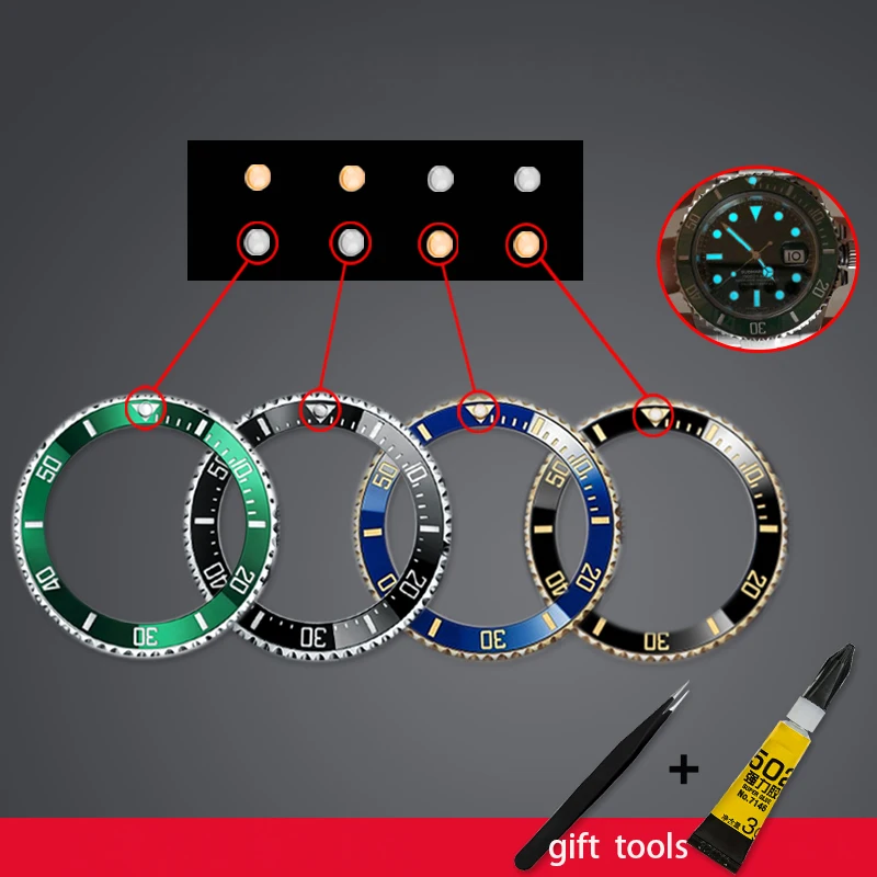 Perline Nottilucenti Blu-Verdi Per Rolex Sub Submariner Accessori Per Orologi Automatici Blu-Verde Perline Nottilucenti Luce Notturna Blu