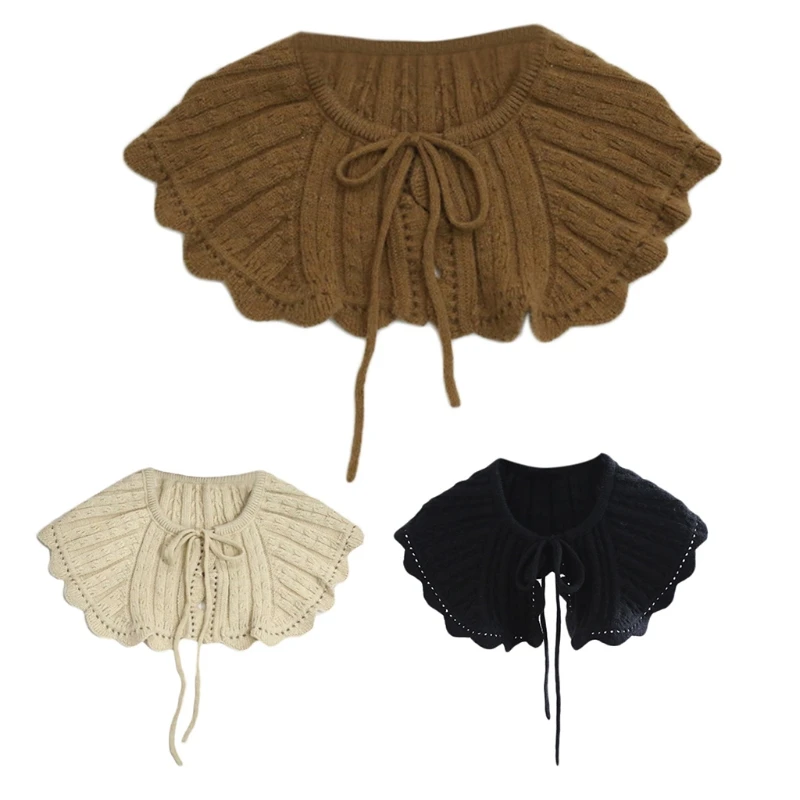 

Women for Doll Lapel False Collar Cable Knit Shawl Scarf Neck Warmer