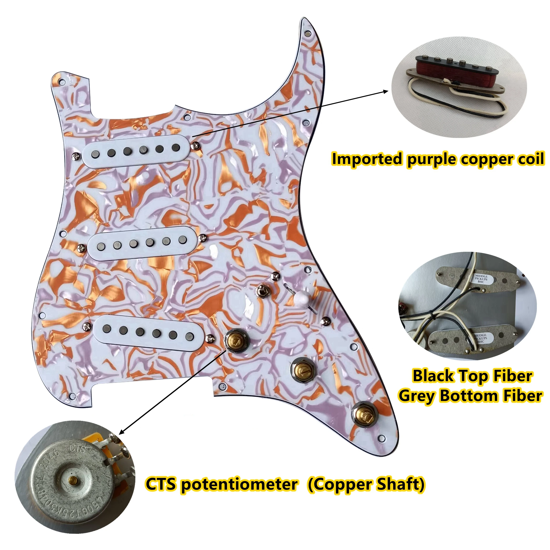 

Loaded Prewired SSS Guitar Pickguard with Imported Purple Copper Wire Pickups set Multifunction Switch Guitar Parts