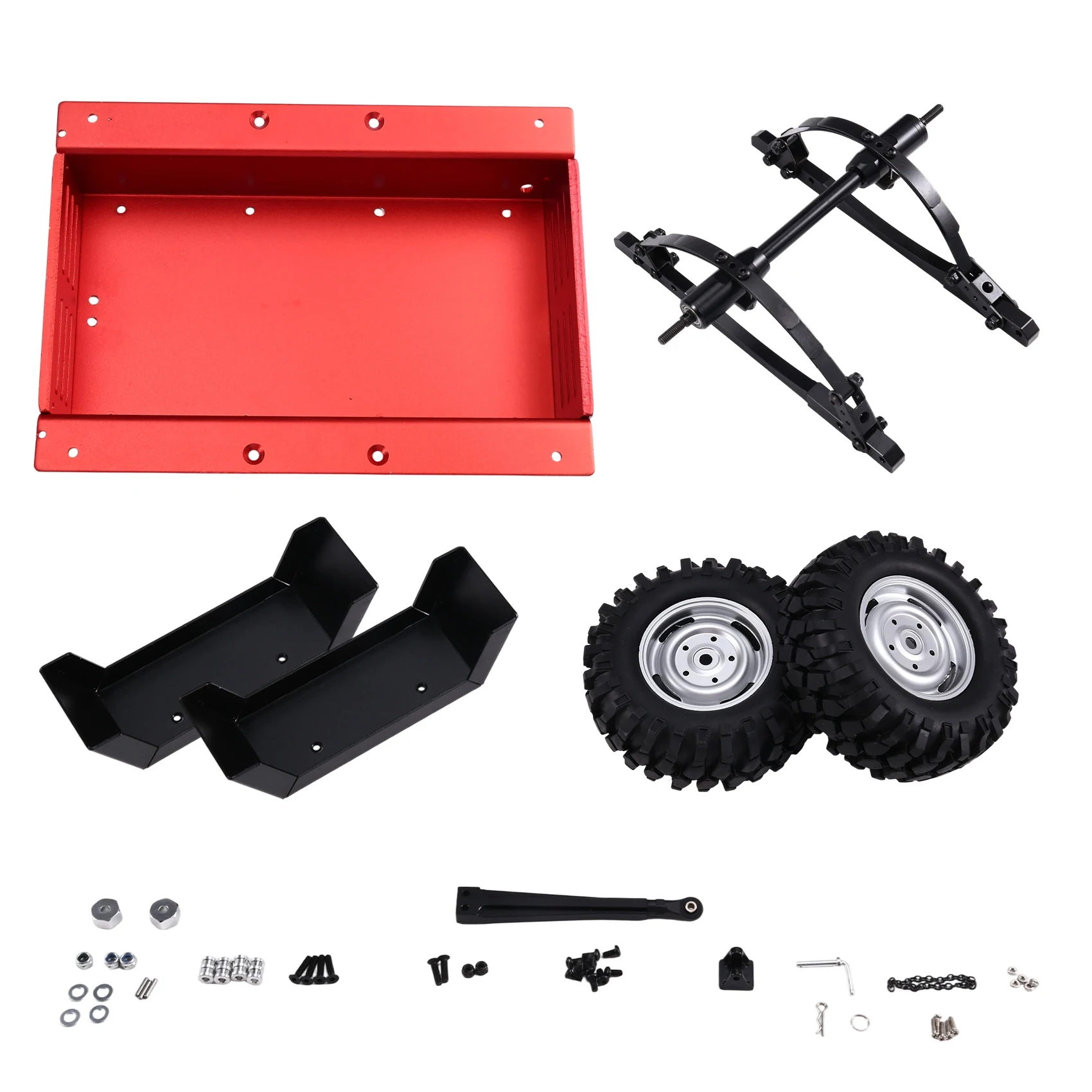 Détail des chenilles et du châssis de la remorque sur chenilles pour RC Crawler 1/10, compatible TRX4 et D90.