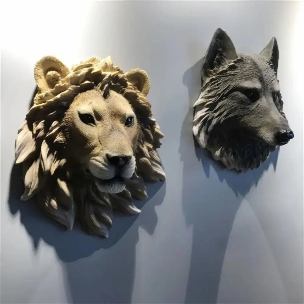 

Lifelike Animal Head Wall Decoration Resin Bear Head Interior Decoration Decoration Statue Lion Head Leopard Head